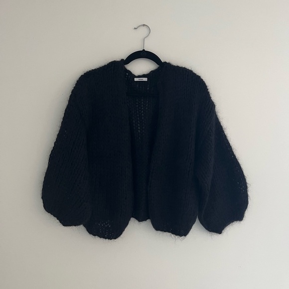 Maiami Black Mohair Big Bomber Cardigan - Picture 1 of 5